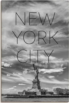 Produktbild von ARTland Leinwandbild NYC Freiheitsstatue | Text & Skyline Größe: 40x60 cm