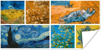 Produktbild von MuchoWow® Poster Van Gogh - Collage - Sternennacht 40x20 cm - Poster für die Wand - Poster Schlafzimmer
