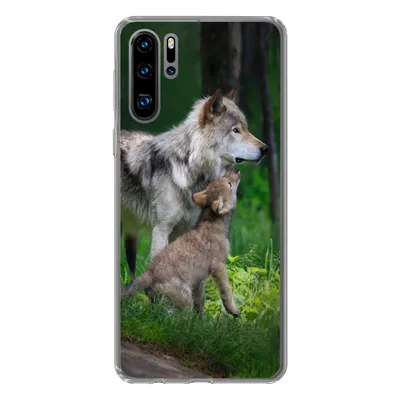 Produktbild von MuchoWow® Handyhülle Schutzhülle Hülle für Huawei P30 Pro Wolf - Baby - Wald Silikon Softcase Handy Hülle - Schutzdeckel