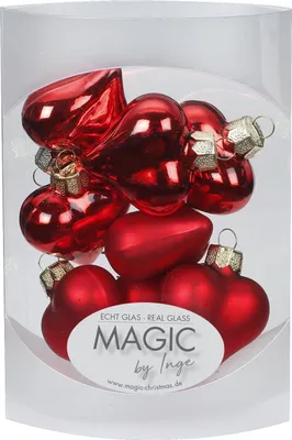 Produktbild von Christbaumschmuck Herz Glas 4cm, 8 Stück, Farbe:Rot glanz / matt