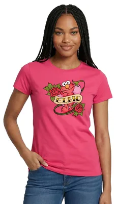 Produktbild von Spreadshirt Sesamstraße Elmo Tattoo Vintage Herz Frauen T-Shirt, XL, Azalea