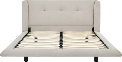 Produktbild von Bett 160 x 200 cm mit gestepptem Kopfteil - Stoff - Beige - PENAVI