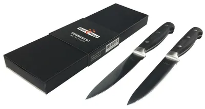 Steakmessenset 2-teilig, 12 cm Klingenlänge, Edelstahl, Pakkaholz