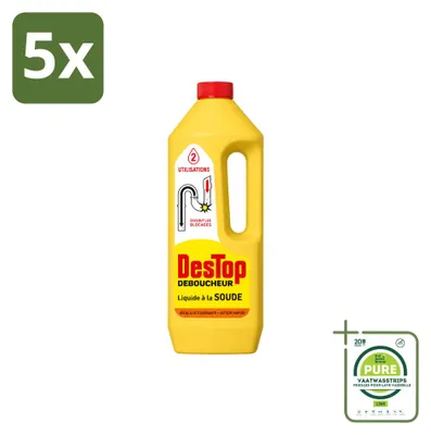 Produktbild von 5 x Destop Soda-Abflussreiniger - flüssig - 1 l - Großpackung - 5 Stücke