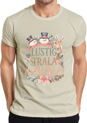 Zdjęcie produktu dla LUSTIG TRALA LALALA Koszulka męska Christmas Snowman Reindeer Cute Retro, Nature, S