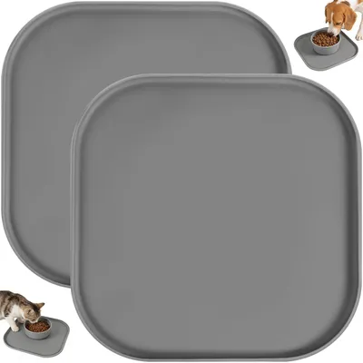 Image de Tapis en silicone pour gamelles, pour chiens et chats, lot de 2