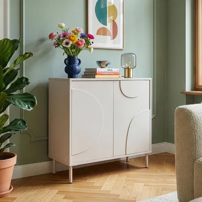 Immagine prodotto di Credenza 'Holea' con 2 ante ad apertura push-to-open 75 x 70 x 34 cm Beige