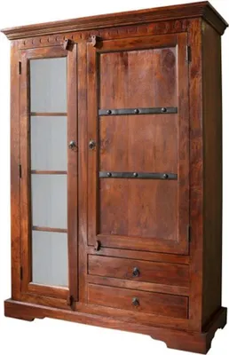 Produktbild von MASSIVMOEBEL24.DE Vitrine Akazie 110x45x155 nougat lackiert OXFORD #425