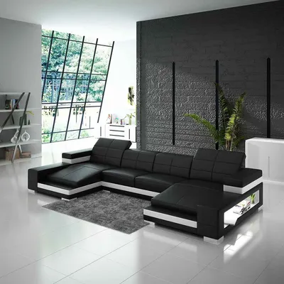 Produktbild von Wohnlandschaft Ecksofa U Form Polster Couch Ledersofa