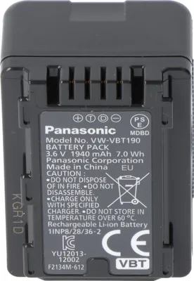 Produktbild von Panasonic VW-VBT190E-K Li-Ion Akku für zahlreiche Camcorder Modelle