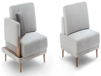 Immagine prodotto di Moderno divano bianco a L Set di 2 poltrone grigie di design