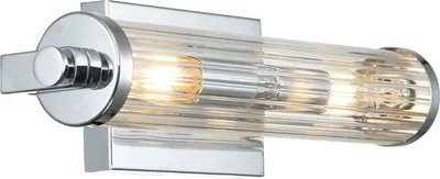 Produktbild von Wandleuchte Metall Glas E14 IP44 40,7 cm breit Chrom poliert 2-flammig länglich Jugendstil