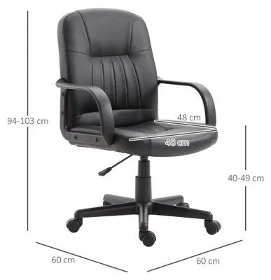 Immagine prodotto di Vinsetto Sedia da Ufficio Ergonomica e Girevole, Poltrona da Ufficio con Altezza Regolabile in Pelle finta 60¡Á60¡Á94-103cm Nero