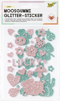 Produktbild von folia Moosgummi Glitter-Sticker "Lucky" 50 Stück