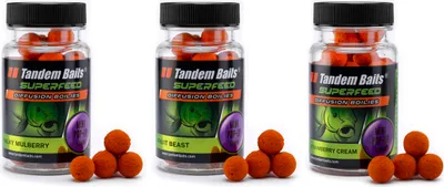 Produktbild von Tandem Baits 3-er Set SuperFeed Diffusion Mini Pop-Up Fruit Flavour Mix Karpfen-Pop-Ups, Karpfen Angeln ohne Mühe, Köder zum Große-Fische-Angeln, Karpfenzubehör für Profis & Hobby-Angler 12 mm 3 g