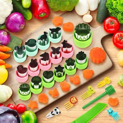 Produktbild von Kindergeeignete 29-teilige Brot- und Obstform, Obst- und Gemüseform, sichere Brot- und Gemüsebackform mit Kinderschutzgriff