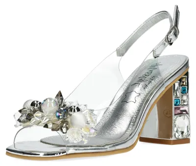 Produktbild von Misstyl by Laura Vita Damen Sandalette Glitzersteine Slingback MISSY 14, Größe:39 EU, Farbe:Silber