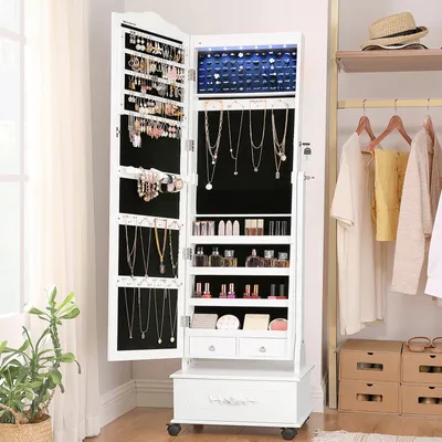 Produktbild von SONGMICS Schmuckschrank Spiegelschrank mit LED Beleuchtung, 3 Schubladen