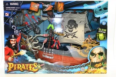 Produktbild von Pirates Spielzeugset mit 4 Action-Figuren, 1 Riesen-Krake, leuchtenden Deko-Teilen, 60 x 15 x 40 cm