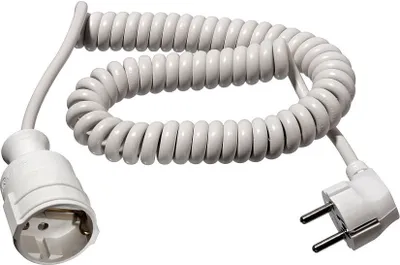 Produktbild von as-Schwabe Spiralkabel 1-2,5m dehnbar Schukowinkelstecker 230V 16A Weiß IP20