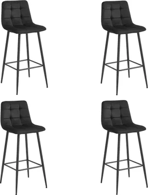 Obrázek produktu pro Taburetka Valora ARCETO - černý samet a černé nohy x4 | Sada 4 elegantních sametových taburetek