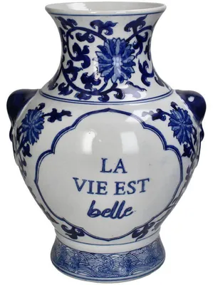 Productafbeelding van HD Collectie vaas, porselein, blauw, 21,5x21,5x31 cm
