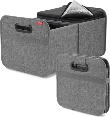 Produktbild von Kofferraum Faltbox mit Kühlfunktion – Auto Organizer mit isoliertem Kühlfach & Netztasche – Vielseitig für Reise, Alltag & Sport – Formstabil & belastbar mit gepolsterten Griffen