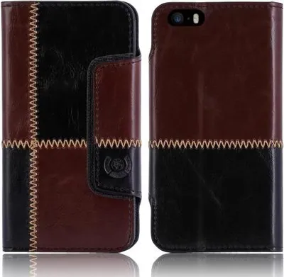 Produktbild von Apple iPhone 5 5S numia Bookstyle Nahtmuster Schwarz-Braun