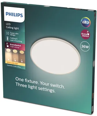 Produktbild von Philips Funktional Super Slim Deckenleuchte, 15 W, LED, 1500 lm, IP44, Weiß