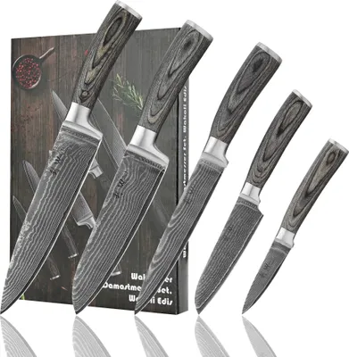 Produktbild von Wakoli EDIS 5er Damastmesser-Set I 8-20 cm Klinge I Pakkaholzgriffe