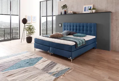 Produktbild von Boxspringbett WELCON ROCKSTAR® 140x200 cm Härtegrad H3/H4 blau