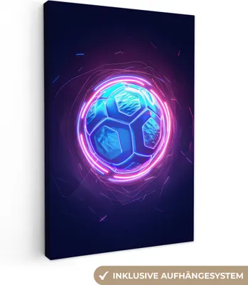 Produktbild von MuchoWow® - Leinwandbilder - Fußball - Sport - Blau - Lila, Wandbild, Wanddeko Bilder Wohnzimmer, 80x120 cm