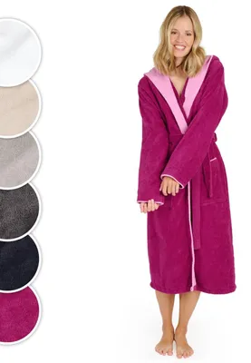 Productafbeelding van Blumtal Badjas dames, heerlijk zachte badjas voor dames, gemaakt van katoen met een gevoerde kap en fluweelzachte badstof, gecertificeerd met ®, maat M, kleur roze