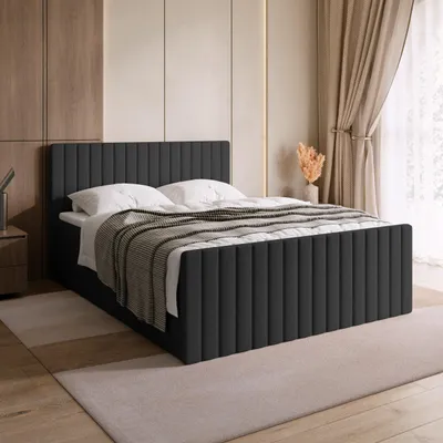 Produktbild von BroMARKT Boxspringbett DREAM DUO mit 2 Bettkasten, Bonell-matratze, Polsterbett, Bett (Dunkelgrau, Cosmic 101, 160x200 cm)
