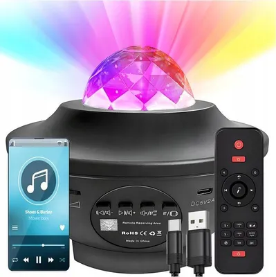 Image de Projecteur LED ciel étoilé avec Bluetooth et télécommande.