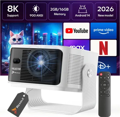 Obrázek produktu pro Projektor Led Projektor 900 Ansi 8K 4K 140" Android 14 Smart Tv Wifi 6 Hdr10