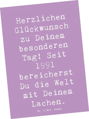 Produktbild von Mr. & Mrs. Panda Grußkarte Spruch 1991 Geburtstag - Lavendeltraum - Geschenk, Alter, besondere Anlässe, Geburtstagswünsche, Happy Birthday, Postkarten, Ansichtskarten