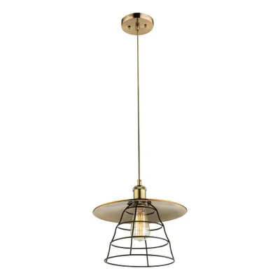 Productafbeelding van Globo Lighting hanglamp, metalen behuizing in bronskleur, antiek messing, PVC-kabel in champagnekleur, diameter: 300 mm, hoogte: 1500 mm, exclusief 1x E27 lamp van 60W, 230V