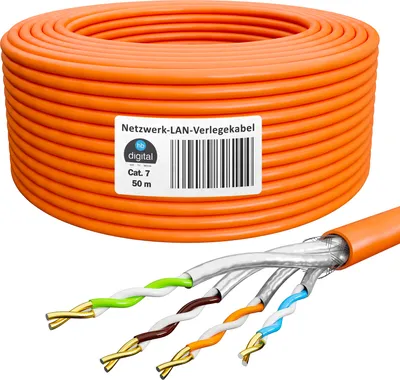 Immagine prodotto di Cavo di posa da 50 m Cavo di rete CAT.7 AWG23 "ARANCIONE"