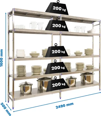 Produktbild von SIMONINOX INITIAL 5SS Metallregal/1600x2490x500