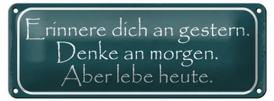 Produktbild von Blechschild Spruch 27x10cm erinnere an gestern denke an Dekoration
