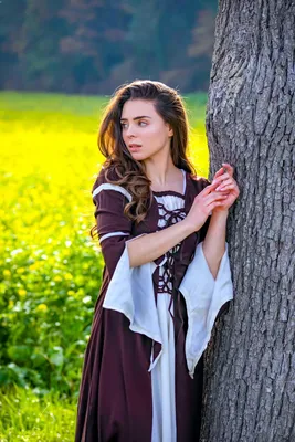 Produktbild von Kleid mit Trompetenärmeln Braun/Natur "Larissa" XL