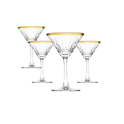 Produktbild von Pasabahce Elysia Martiniglas, Cocktailschale, Cocktailglas, 220ml, Glas, transparent/gold, 4 Stück