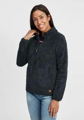 Produktbild von OXMO OXTelsa Damen Fleecejacke Sweatjacke Jacke mit Stehkragen Eingrifftaschen Reißverschluss Regular fit