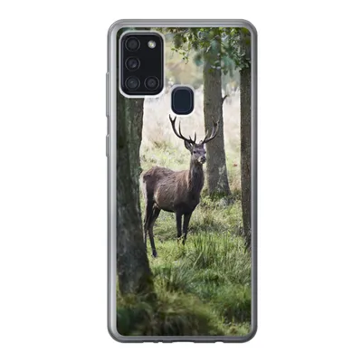 Produktbild von MuchoWow® Handyhülle Schutzhülle Hülle für Samsung Galaxy A21s Hirsche - Bäume - Gras Silikon Softcase Handy Hülle - Hartschale