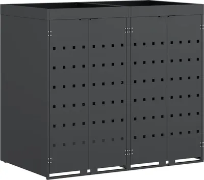 Image de vidaXL Poubelle de chariot pour 2 récipients Anthracite