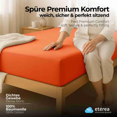 Produktbild von Jersey Spannbettlaken 180x200 - 200x200 cm, 100% Baumwolle Bettlaken, Orange