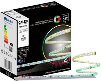 Image de Calex Smart LED bande, 2 m, couleurs RGB, flexible & découpable, dimmable, WLAN App- &vocale, télécommande incluse