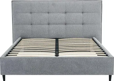 Produktbild von Bett 180 x 200 cm mit gestepptem Kopfteil - Stoff - Grau - NIRPIO