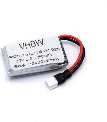 Produktbild von vhbw Akku kompatibel mit X-Dart 6044 Modellbau (250mAh, 3,7V, Li-Polymer, Mini JST-Plug)